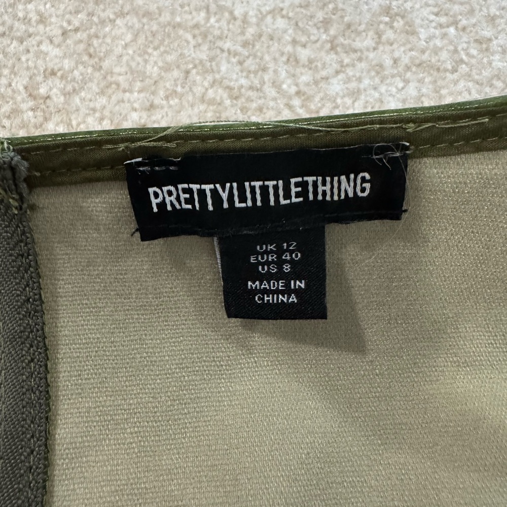PRETTYLITTLETHING Olive Green Vinyl Corset Camisole - Picture 2 of 4